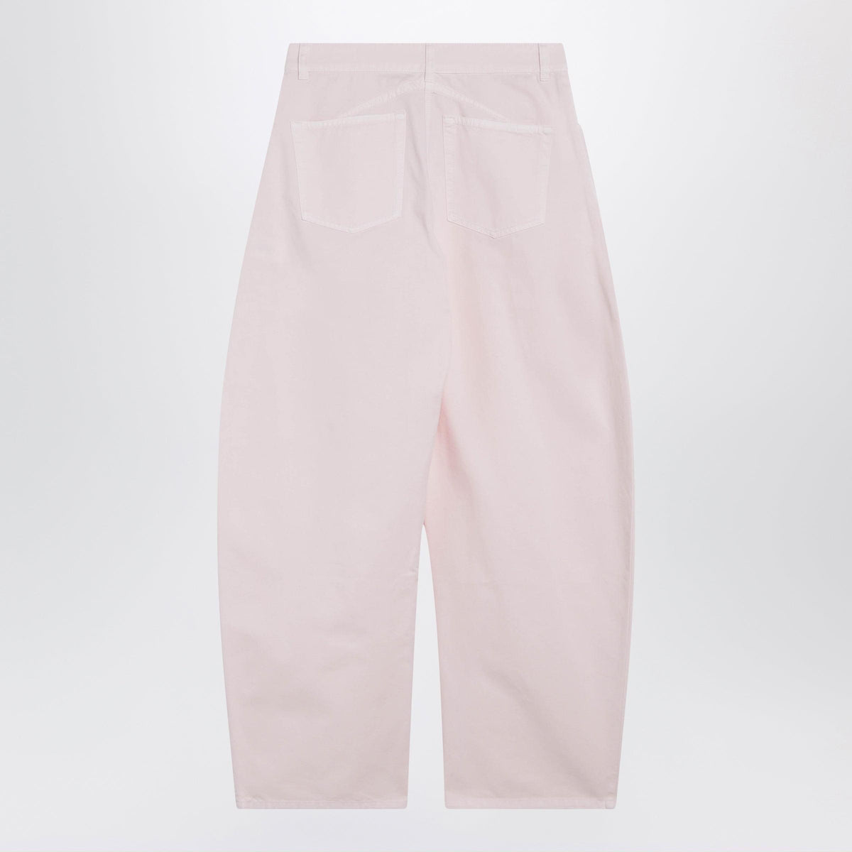 Alaia Rounded High-Rise Cotton Denim Jeans In Pale Rose Women ALAIA