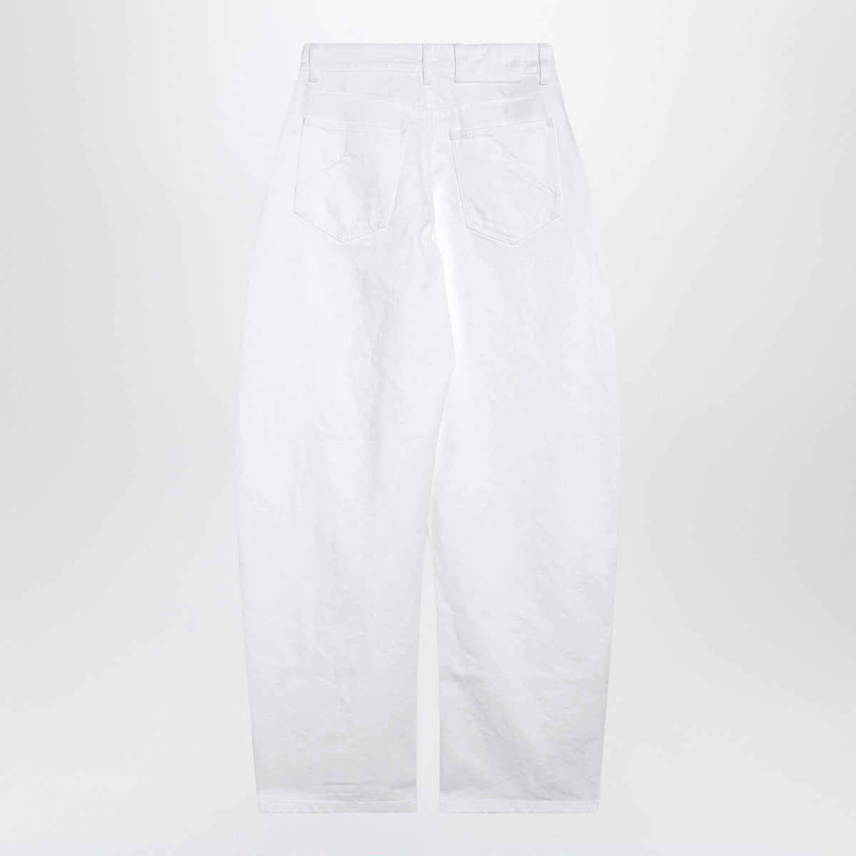 Alaia High-Waisted Curved-Leg White Denim Jeans Women ALAIA