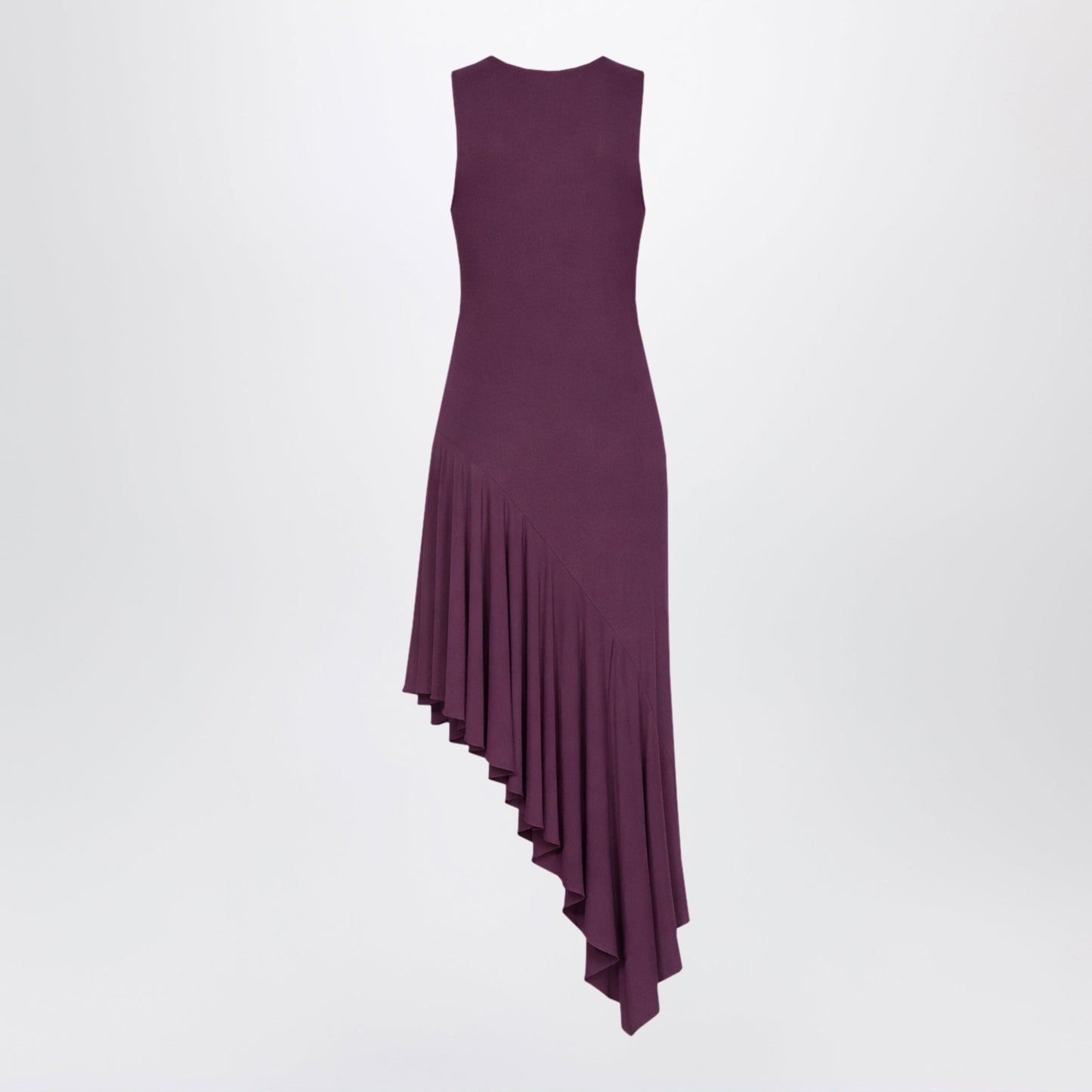 Alaia Asymmetric Fluid Viscose Jersey Dress In Violet Women ALAIA