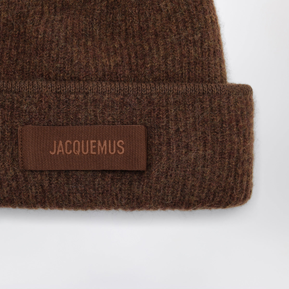 Jacquemus Brown Gros Grain Beanie In Alpaca Blend Women