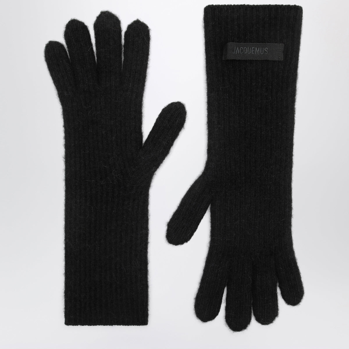 Jacquemus Black Gros Grain Gloves In Alpaca Blend Women JACQUEMUS