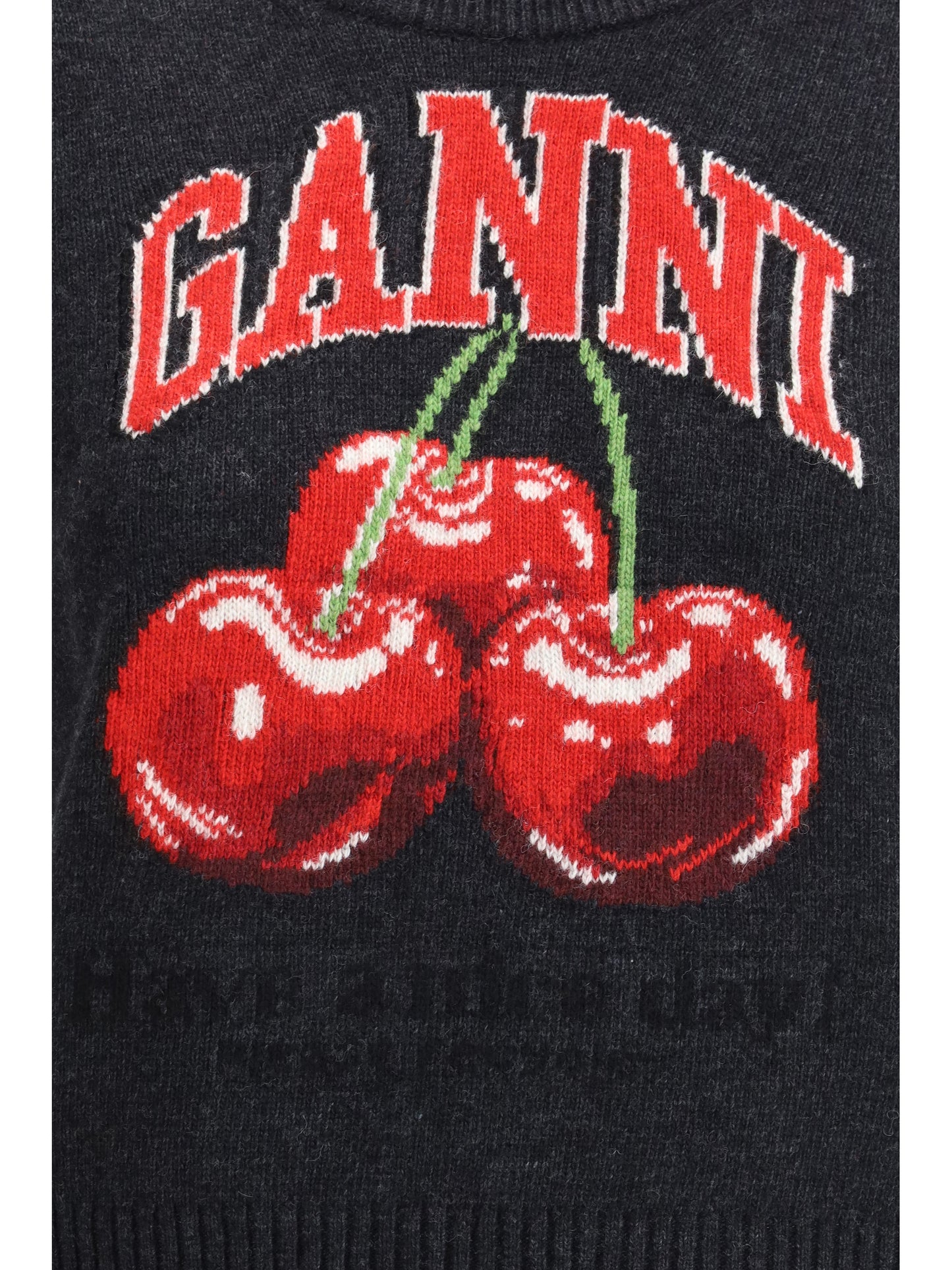 Ganni Women Wool Vest With Graphic Cherries