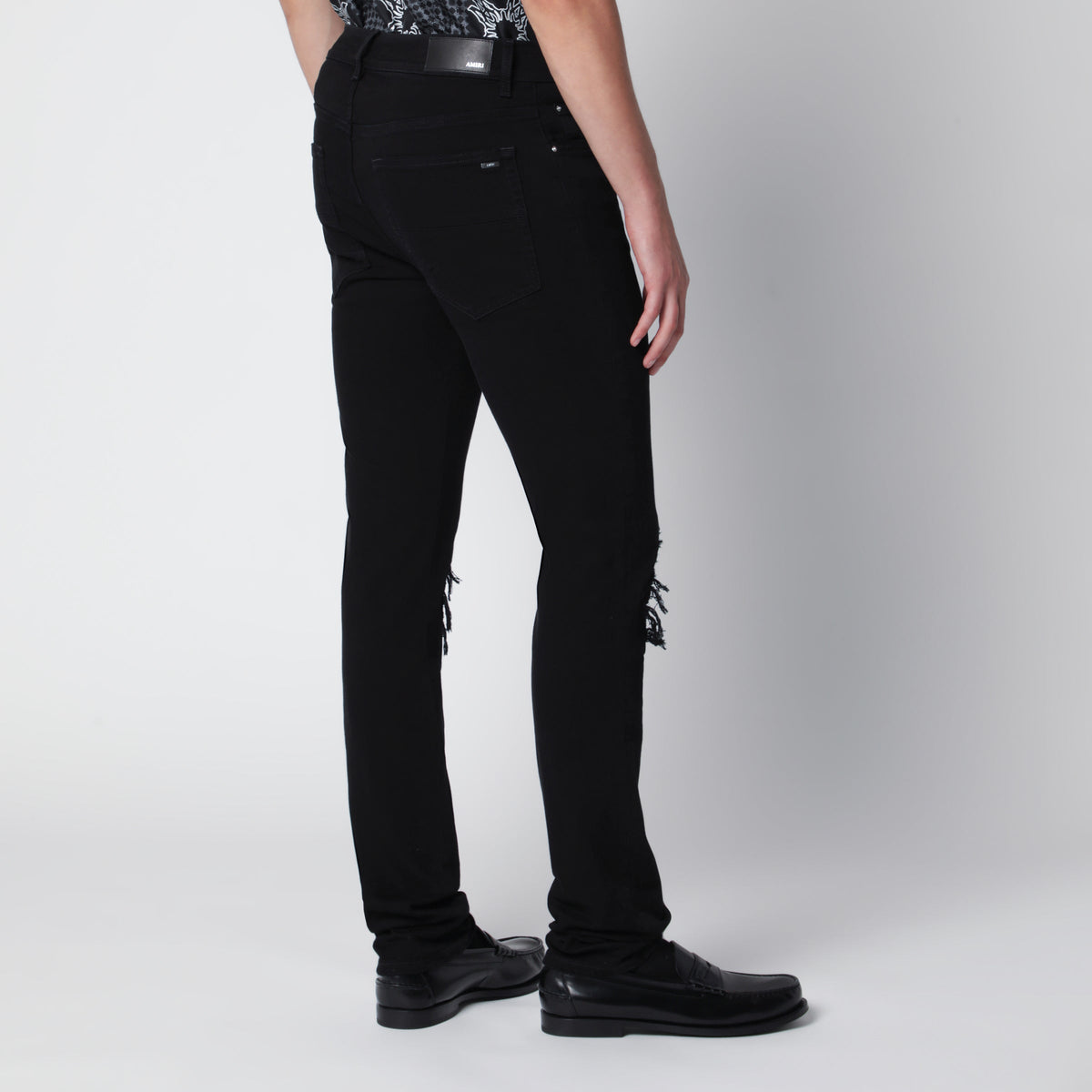 Amiri Ripped Skinny Cotton Jeans In Black Men AMIRI