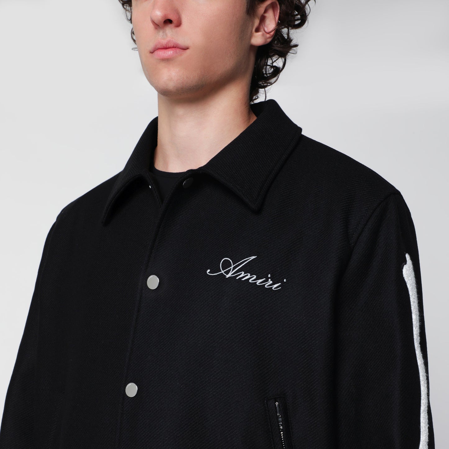 Amiri Black Wool Blend Jacket With Logo Men AMIRI