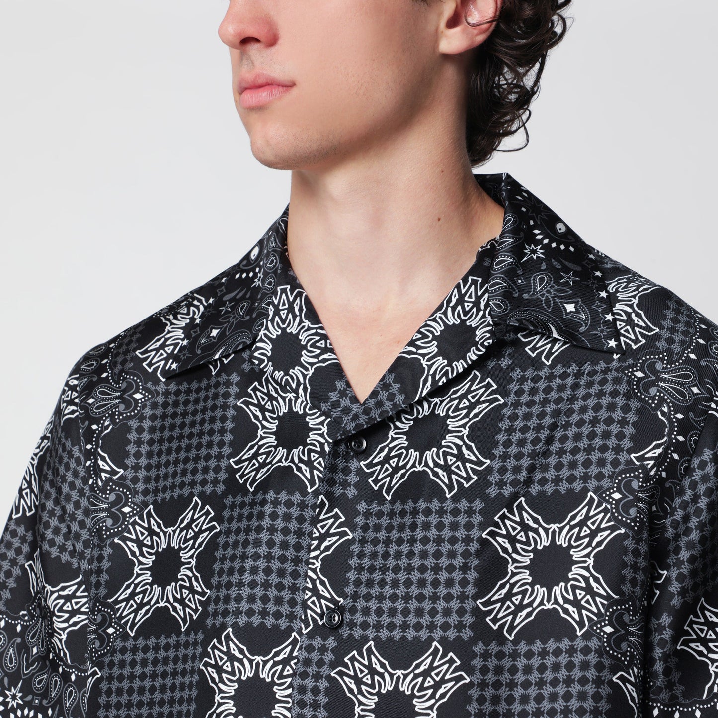 Amiri Ma Check Camp Checked Silk Camp Shirt In Black Men AMIRI