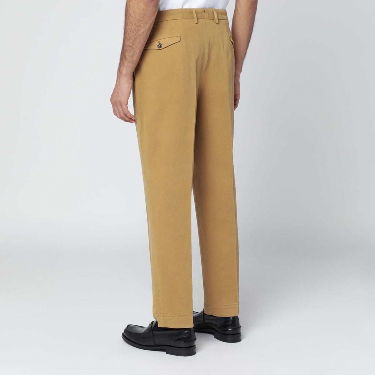 Santaniello Ochre Cotton And Cashmere Trousers Men Santaniello