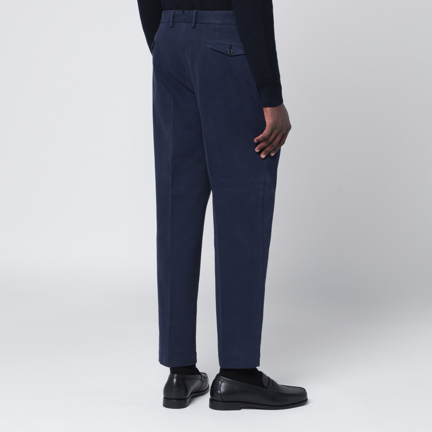 Santaniello Navy Blue Cotton And Cashmere Trousers Men Santaniello