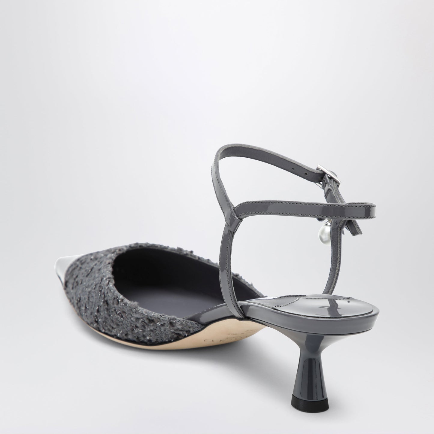 Jimmy Choo Aren Graphite Leather And Fabric Slingbacks Women JIMMY CHOO