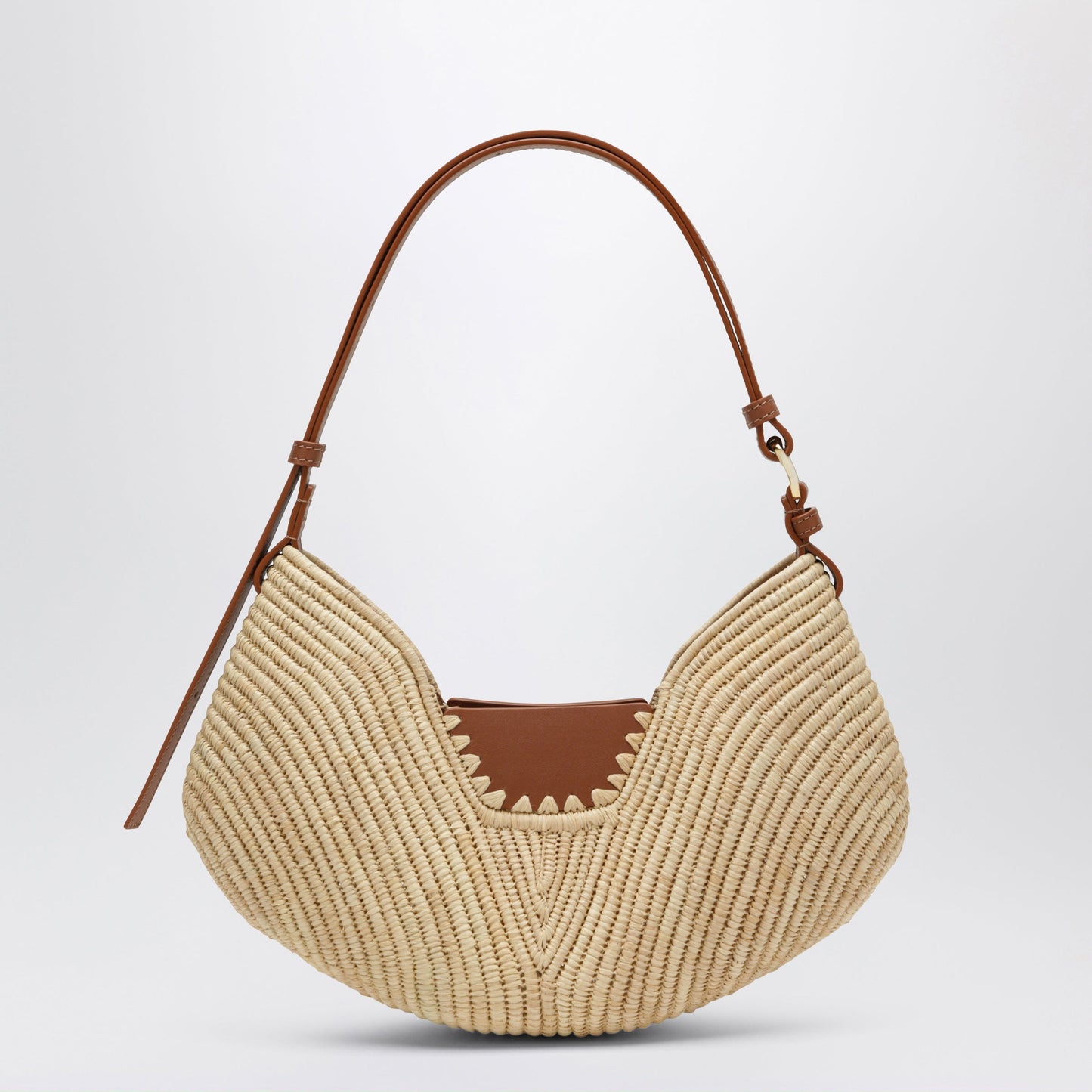 Loewe Medium Swing Bag In Natural Raffia And Calf Leather Women LOEWE