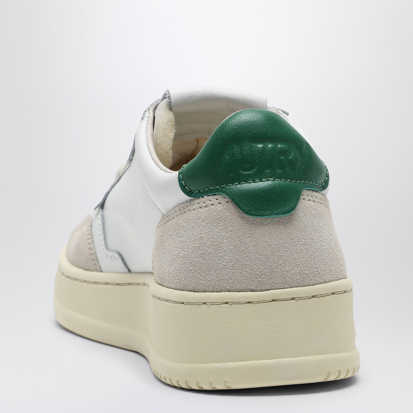 Autry Medalist Sneakers In White/Green Leather And Suede Men AUTRY