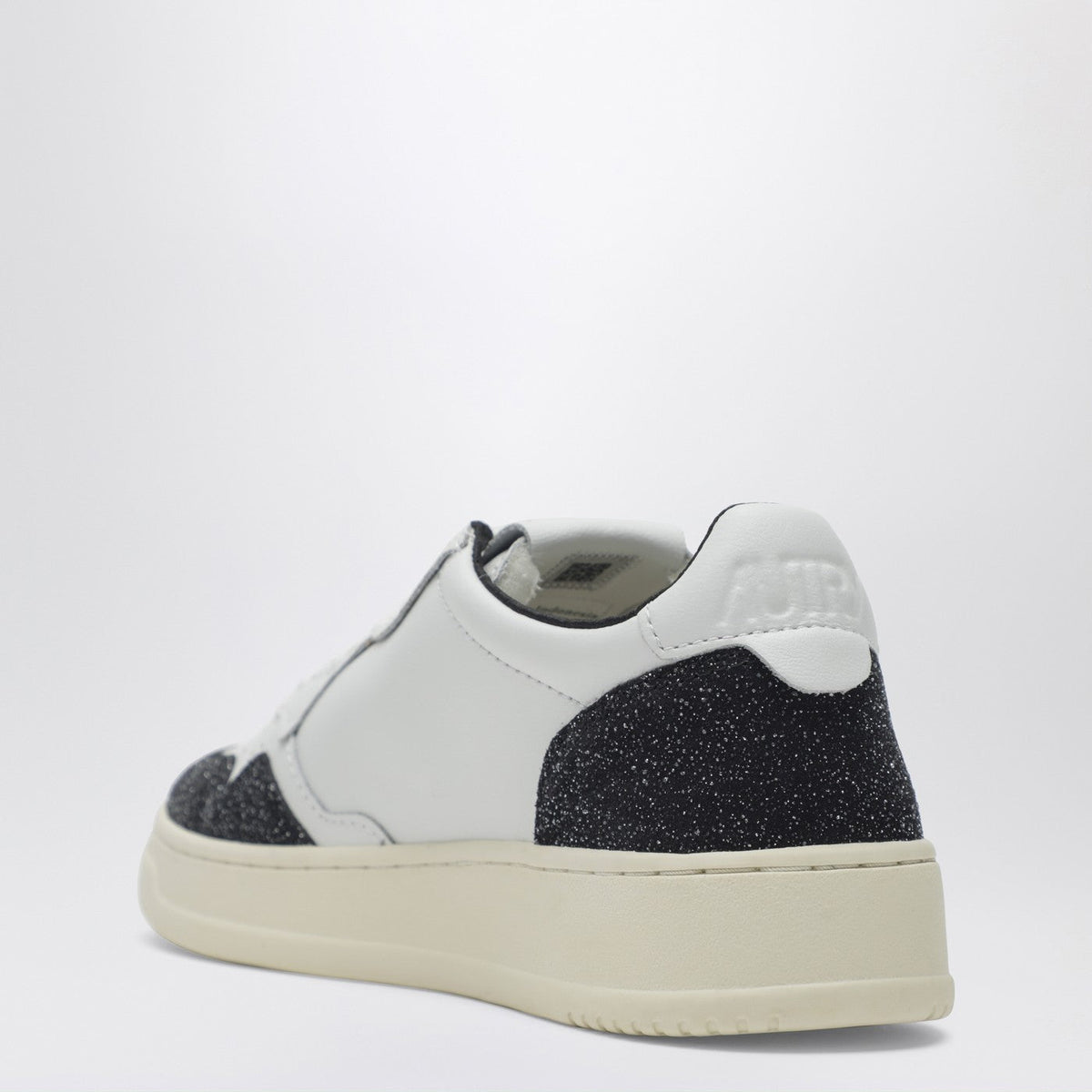 Autry Medalist Low Sneakers In White And Black Leather With Glitter Women AUTRY