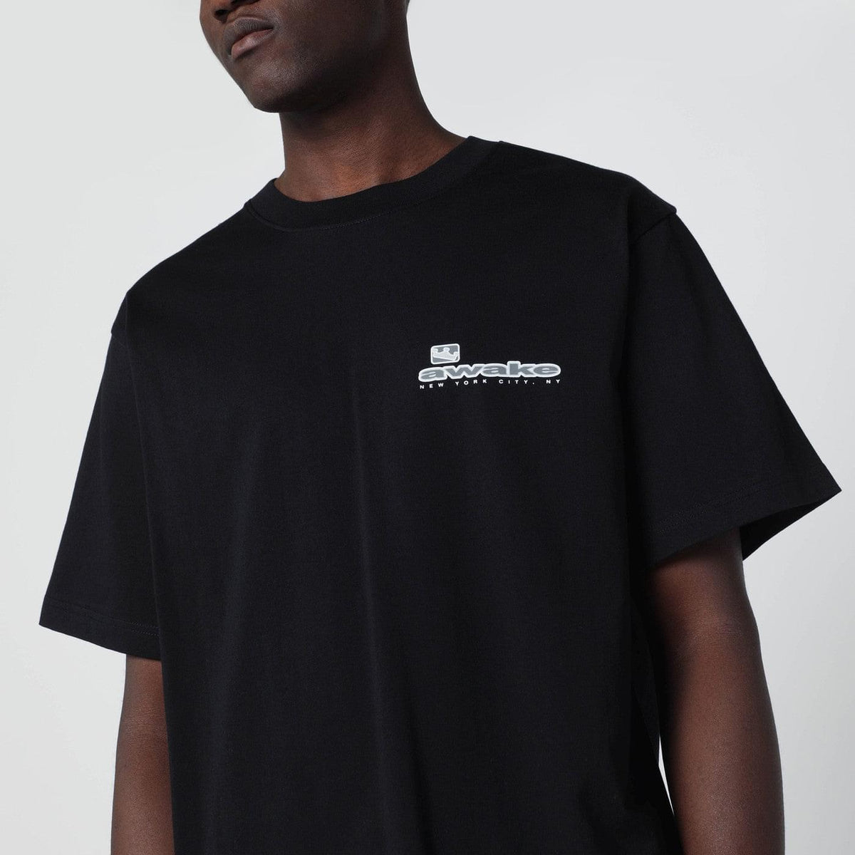 Awake Ny Black Cotton T-Shirt With Logo Men Awake NY