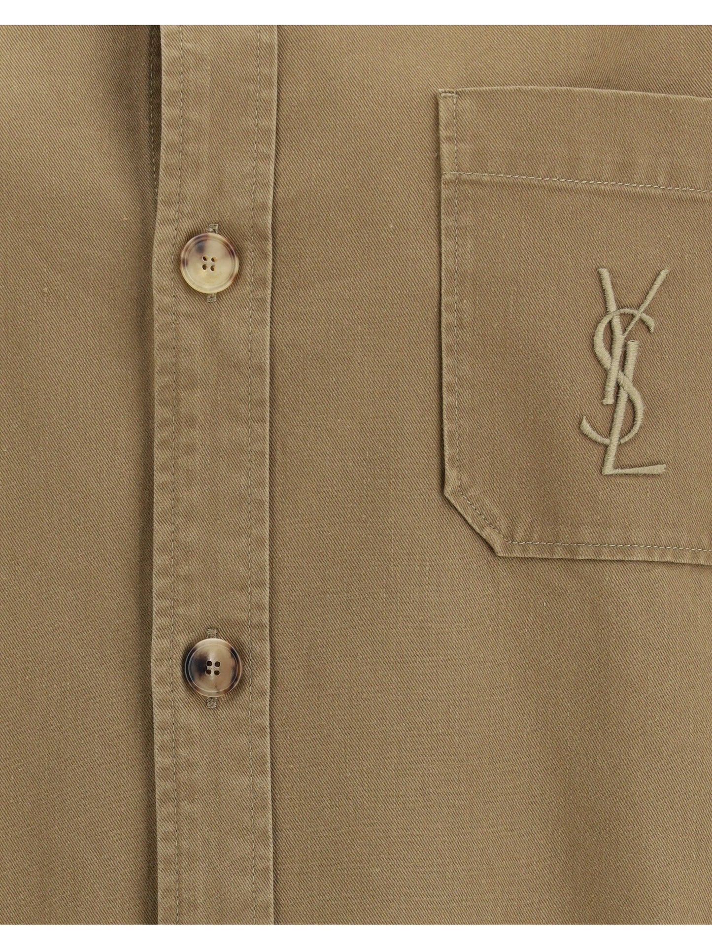 Saint Laurent Women Cassandre Overshirt In Cotton And Linen Gabardine SAINT LAURENT