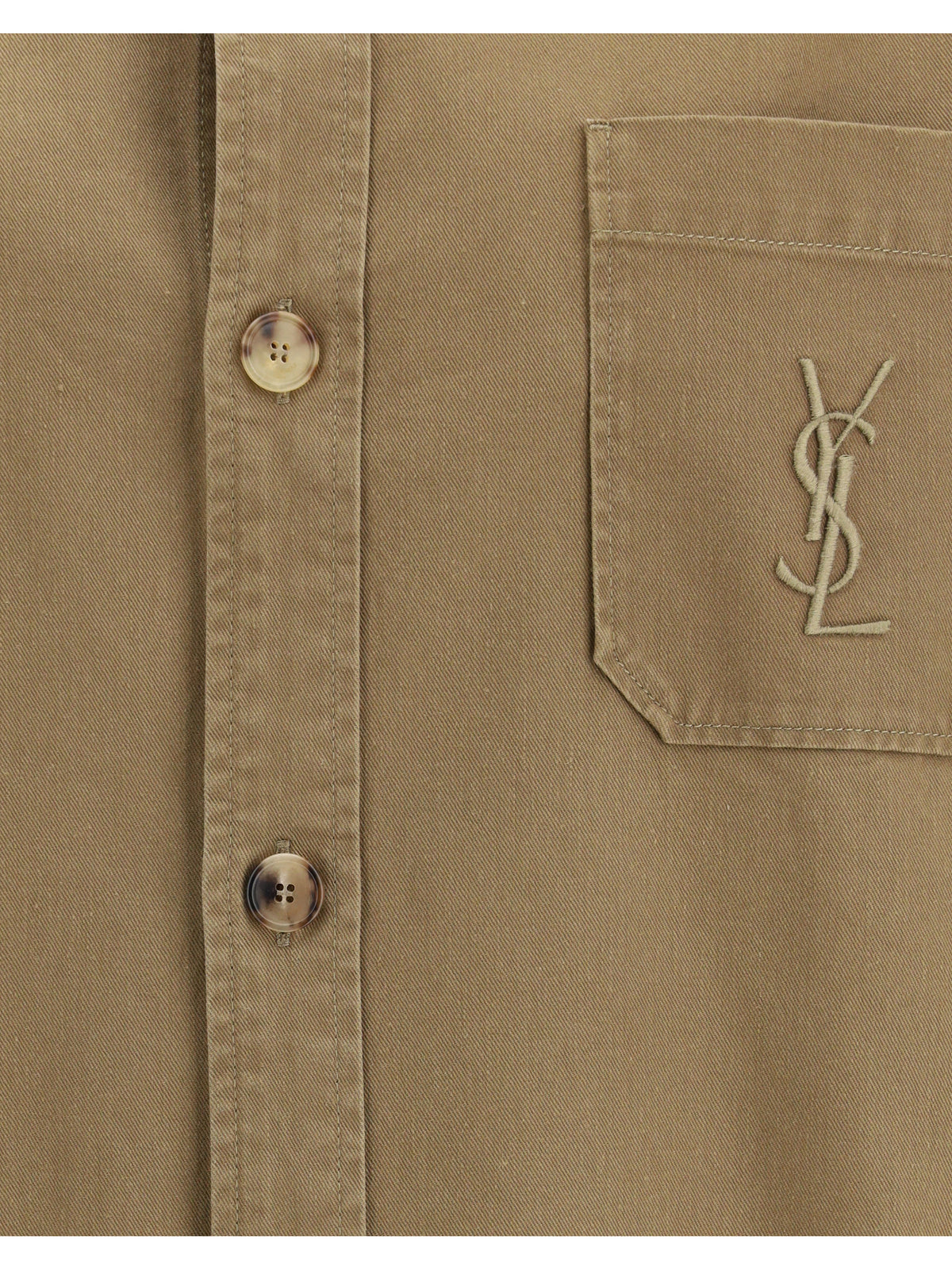 Saint Laurent Women Cassandre Overshirt In Cotton And Linen Gabardine SAINT LAURENT