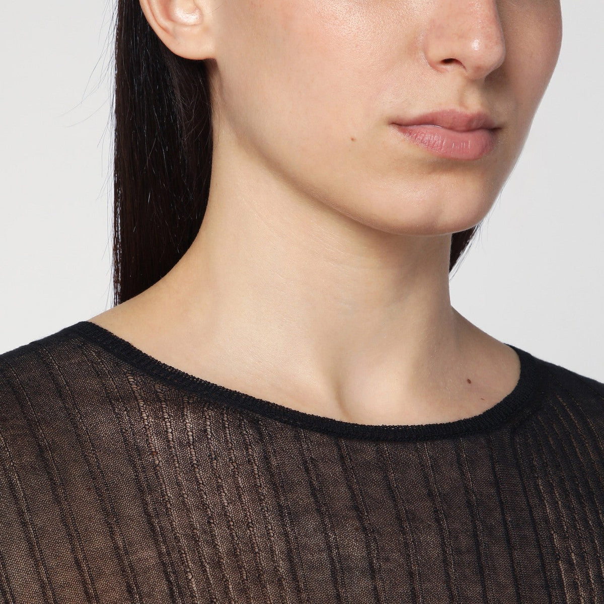 Roberto Collina Semi-Transparent Black Sweater Women Roberto Collina