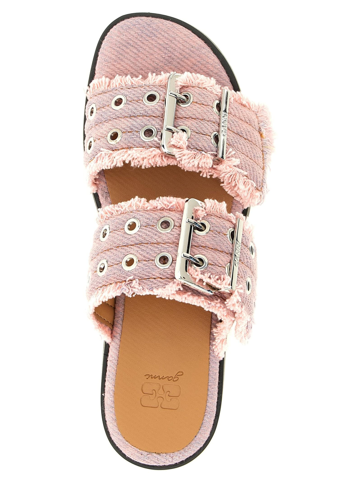 Ganni Women 'Feminine Buckle Fringed Denim' Sandals GANNI