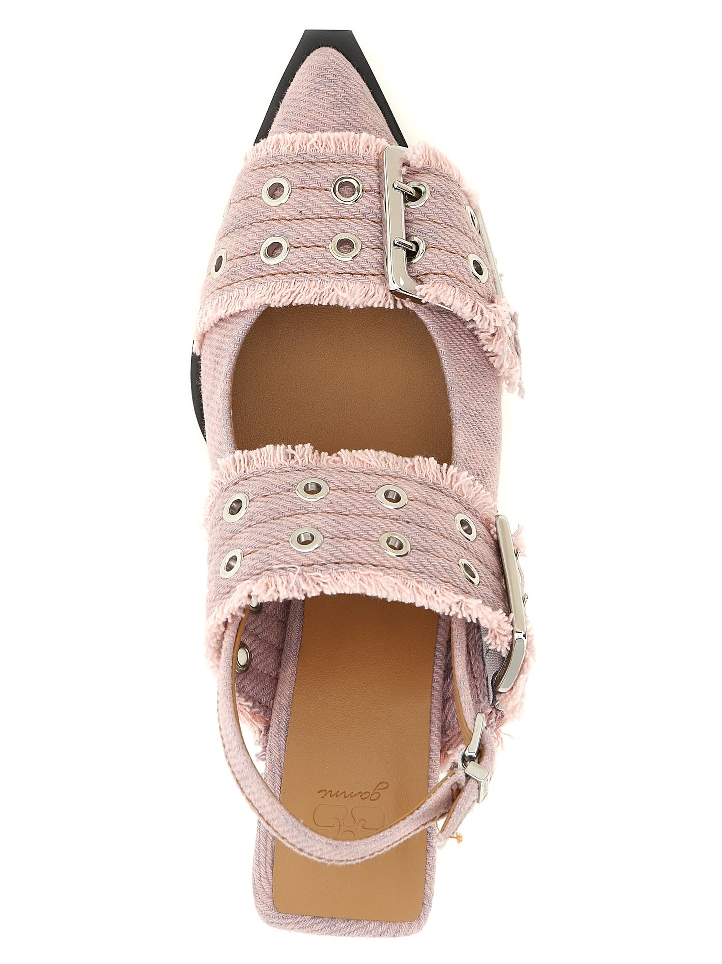 Ganni Women 'Feminine Buckle Fringed Denim' Slingback GANNI