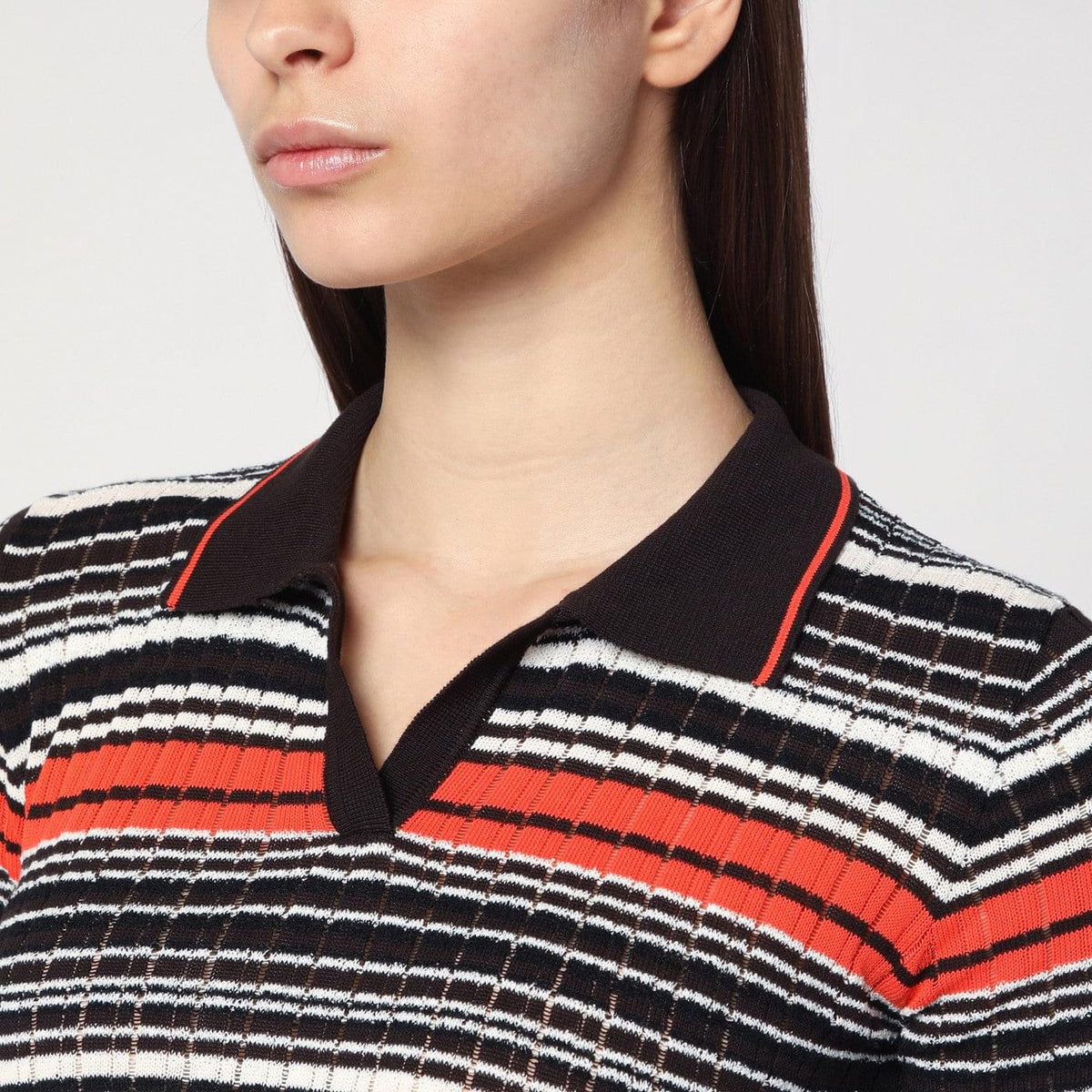 Roberto Collina Striped Polo Shirt In Cotton Blend Women Roberto Collina