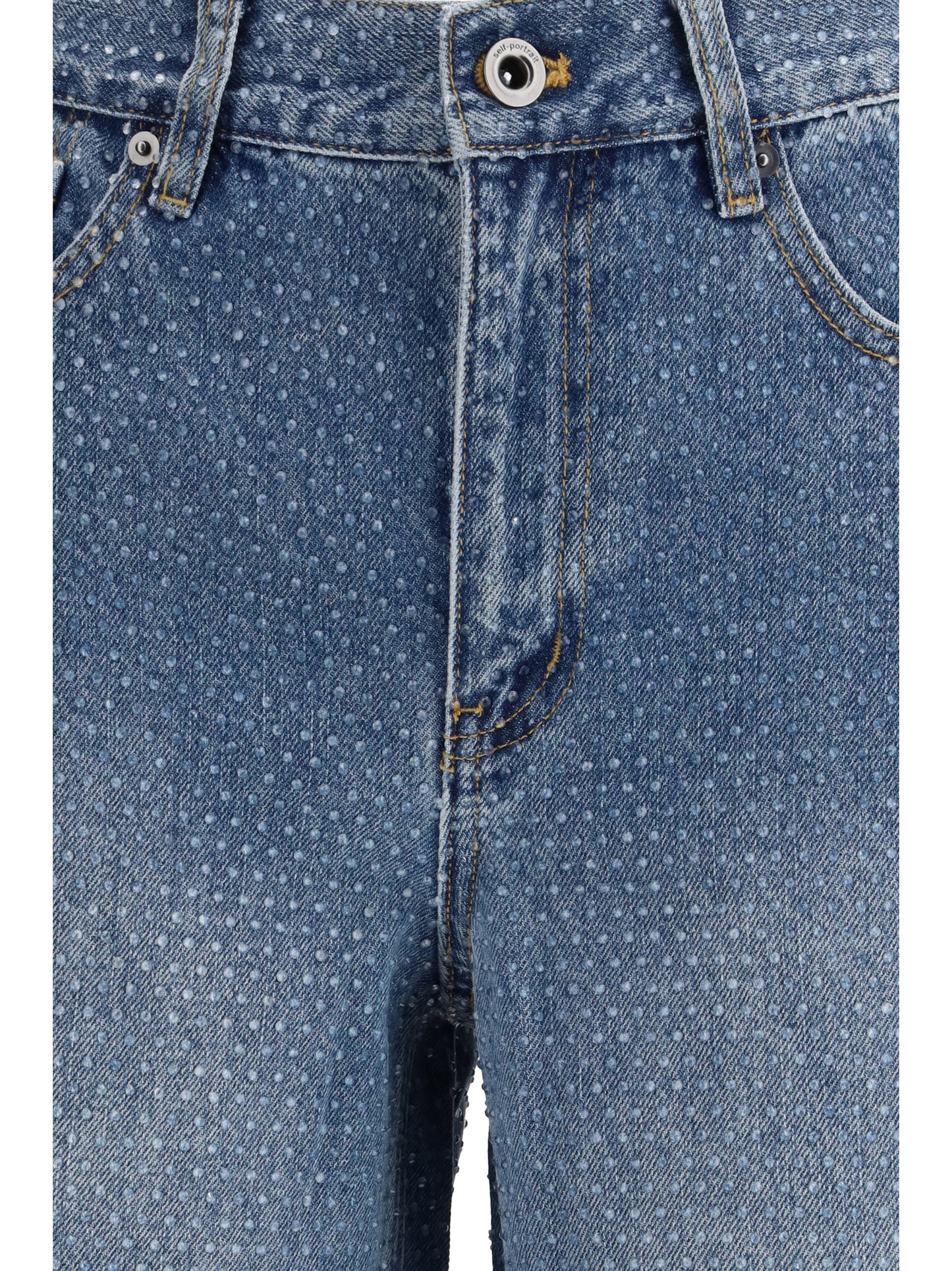 Self-Portrait Women Straight-Leg Jeans With All-Over Rhinestones SELF-PORTRAIT