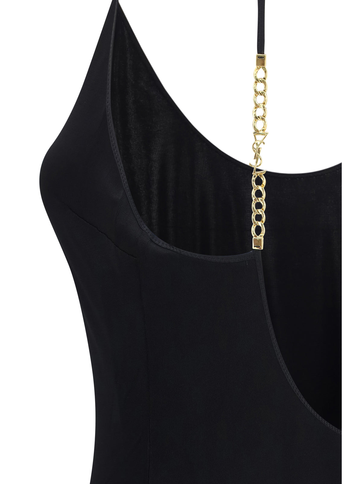 Saint Laurent Women Backless Knit Dress With Cassandre Chain