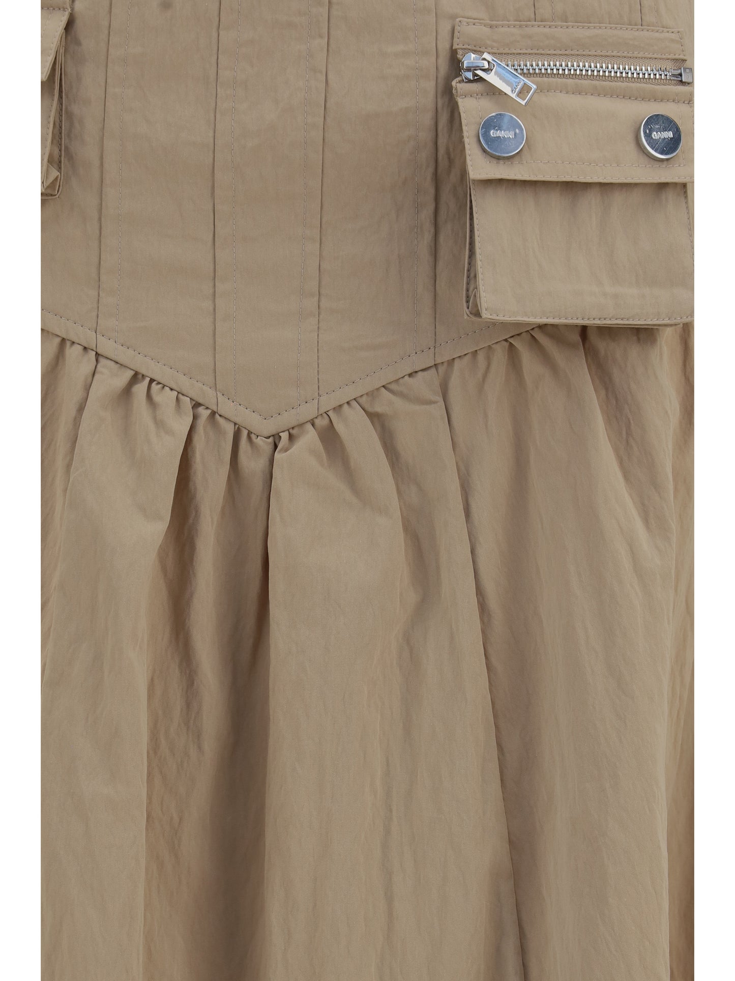Ganni Women Corset-Detail And Ruched Midi Skirt GANNI