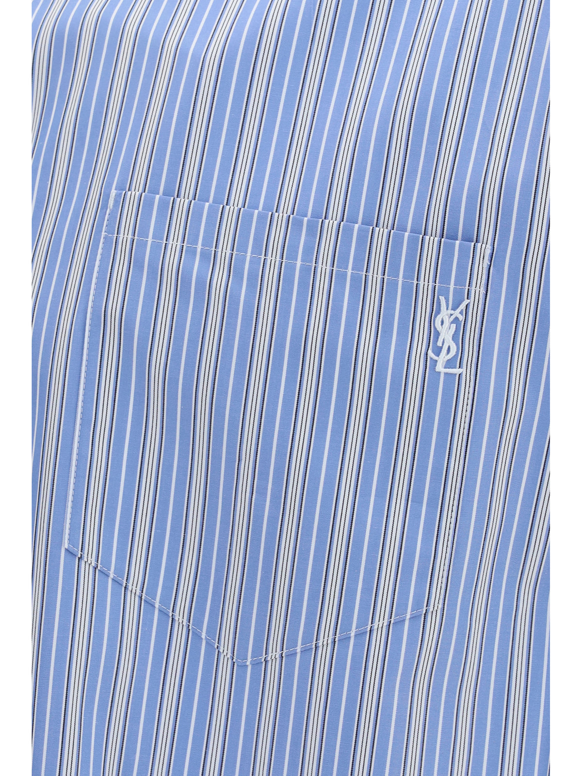 Saint Laurent Men Cassandre Striped Cotton Shirt SAINT LAURENT