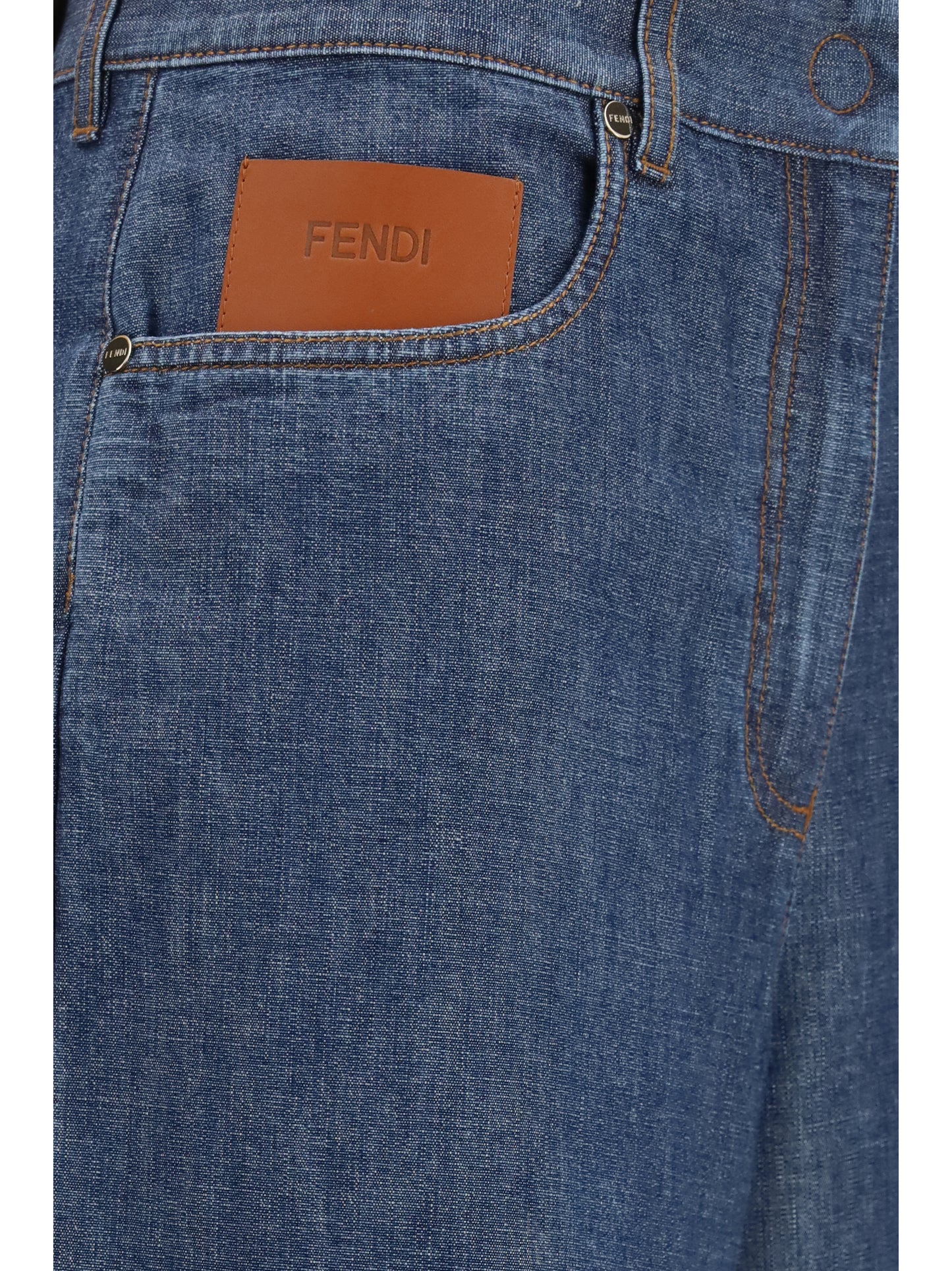Fendi Women Wide-Leg Chambray Jeans FENDI
