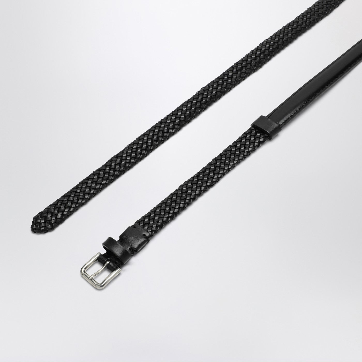 Dolce&Gabbana Black Woven Leather Belt Men DOLCE & GABBANA