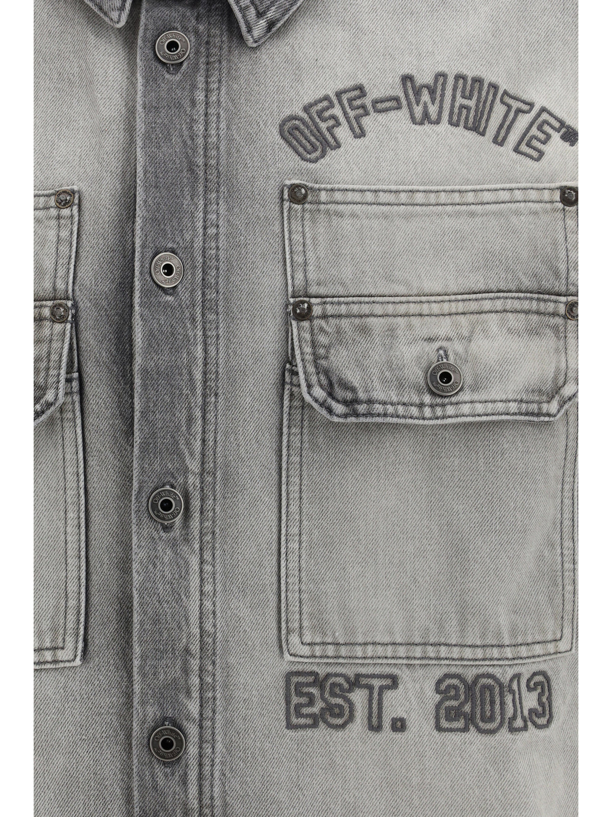 Off-White Men Diag Military Overshirt In Denim