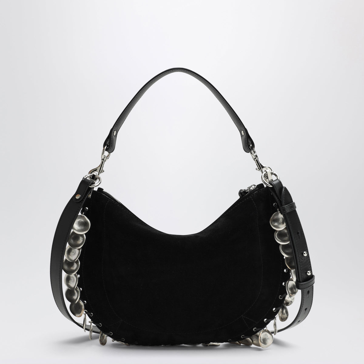 Isabel Marant Oskan Soft Zipped Bag In Black Suede With Medals Women