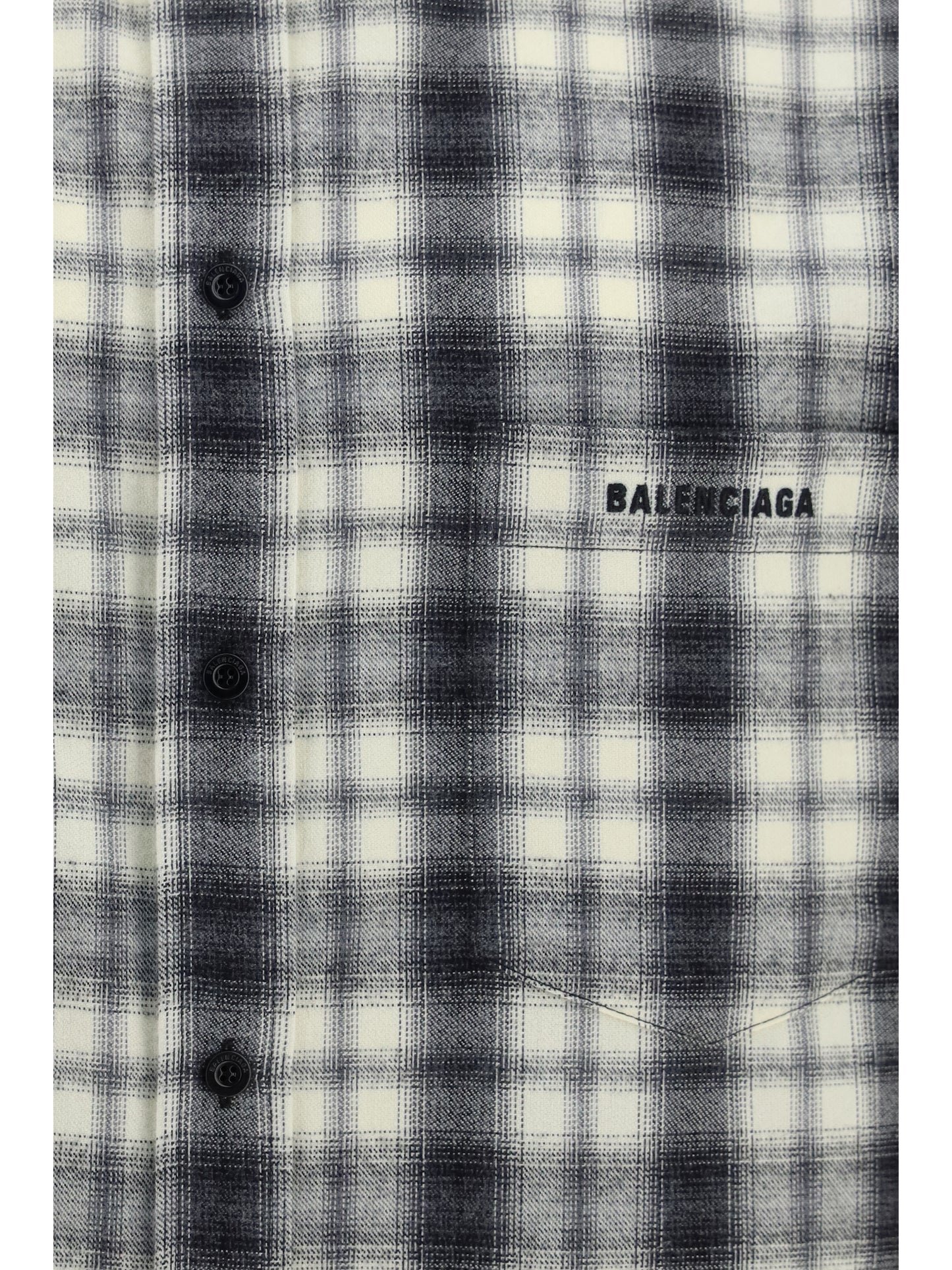Balenciaga Men Checked Cotton Flannel Shirt BALENCIAGA