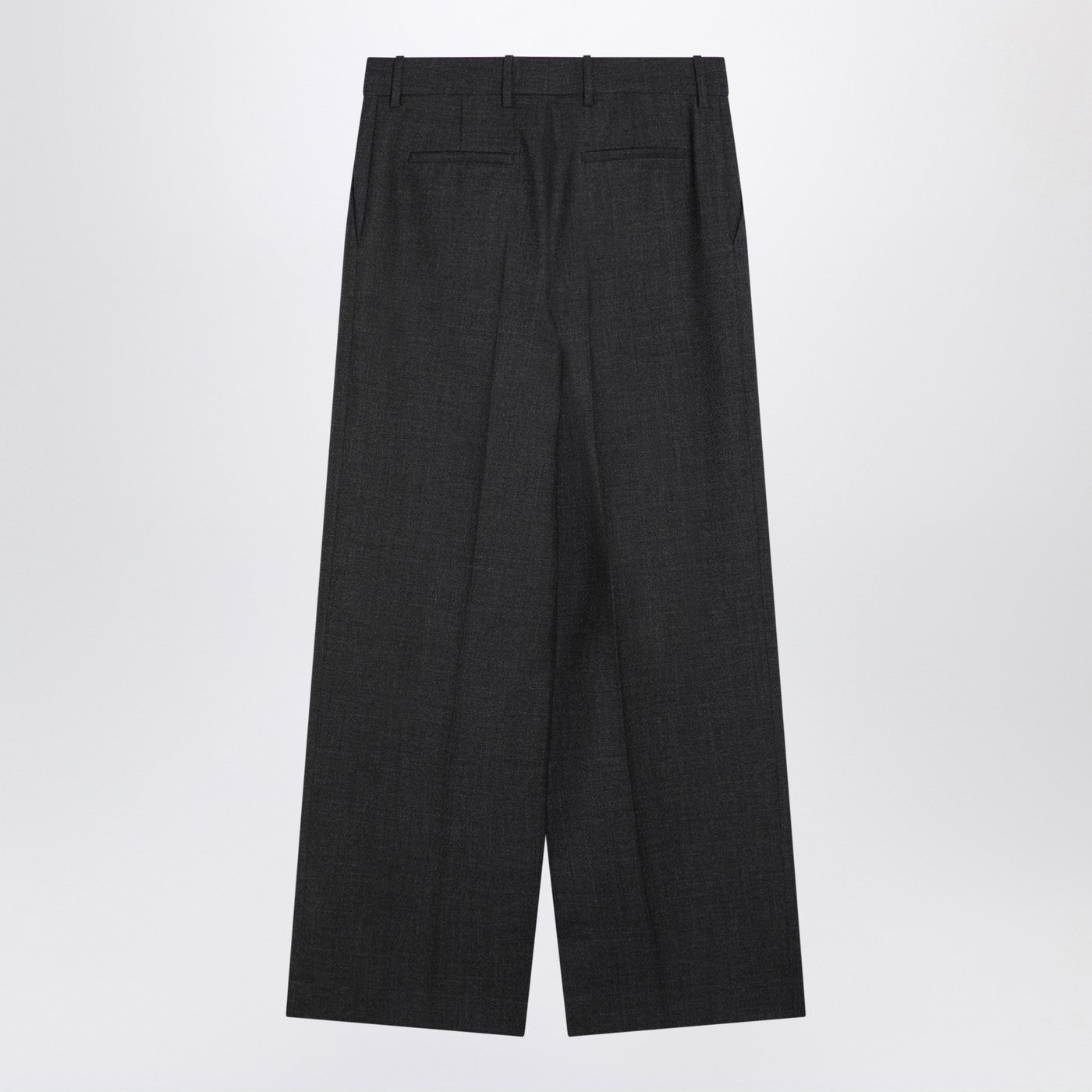 Givenchy Dark Grey Wool Wide Trousers Women GIVENCHY