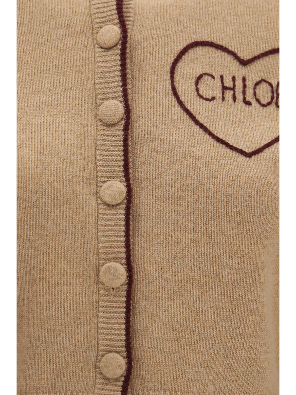 Chloé Women Fitted Logo Cardigan In Wool And Cashmere CHLOE