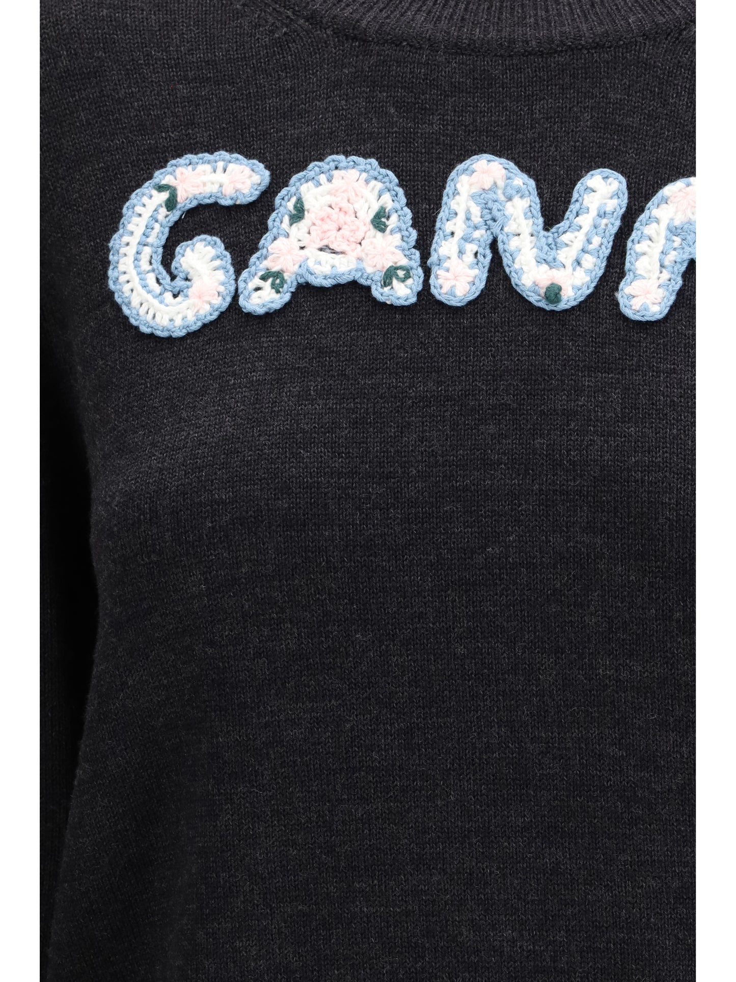 Ganni Women Crochet Appliqué Merino Sweater GANNI