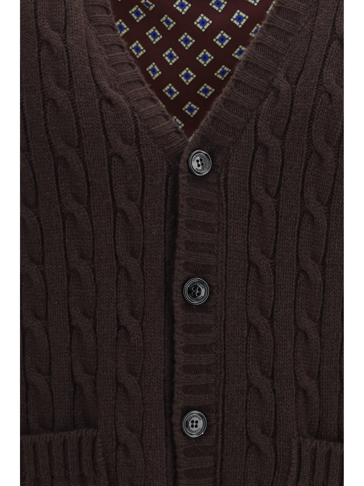 Valentino Men Virgin Wool V-Neck Cardigan VALENTINO