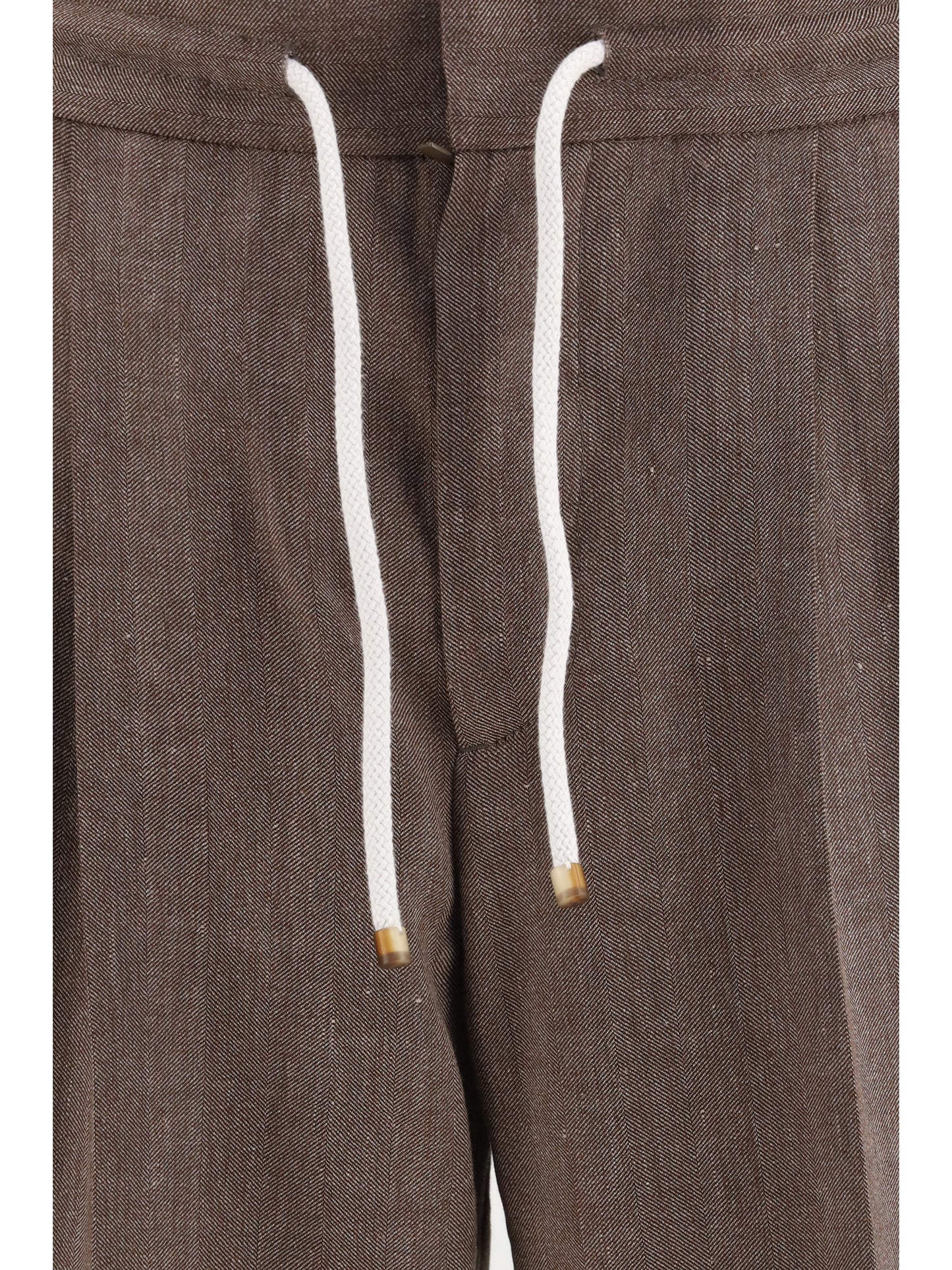 Brunello Cucinelli Men Herringbone Linen And Wool Pants BRUNELLO CUCINELLI