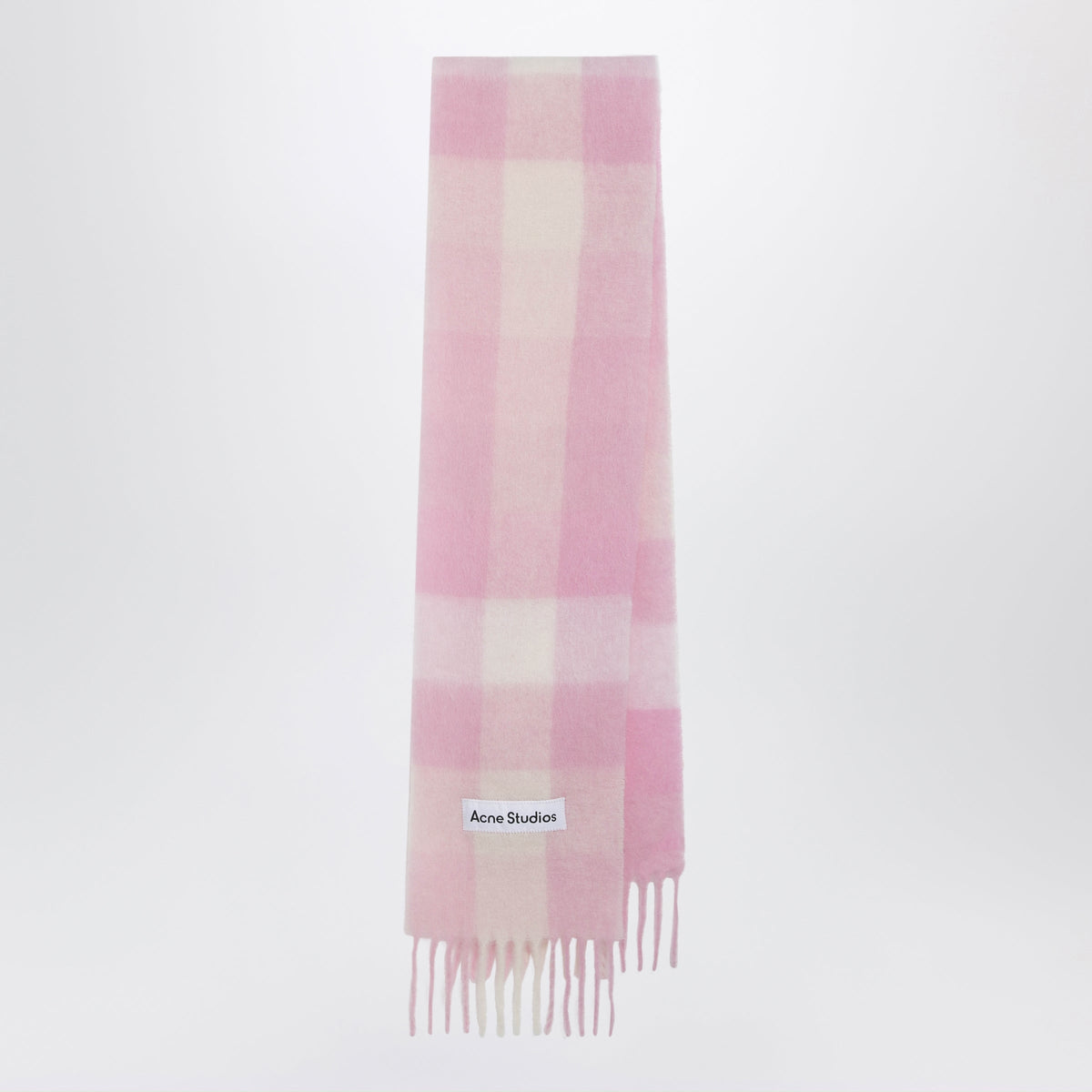 Acne Studios Checked Mohair Scarf Candy Pink/White/Pale Pink Women ACNE STUDIOS