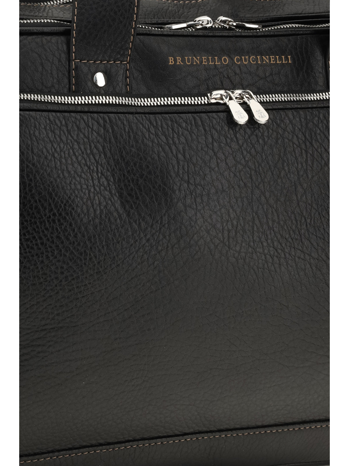 Brunello Cucinelli Men Grained Calfskin Zip-Top Handbag BRUNELLO CUCINELLI