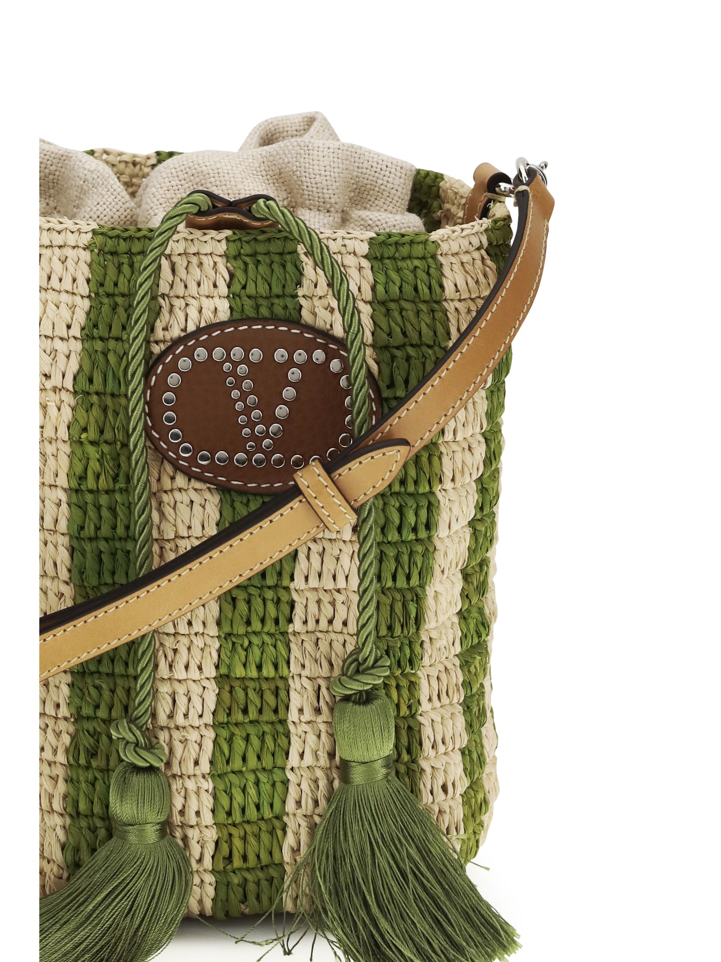 Valentino Garavani Women Striped Raffia Bucket Bag VALENTINO GARAVANI