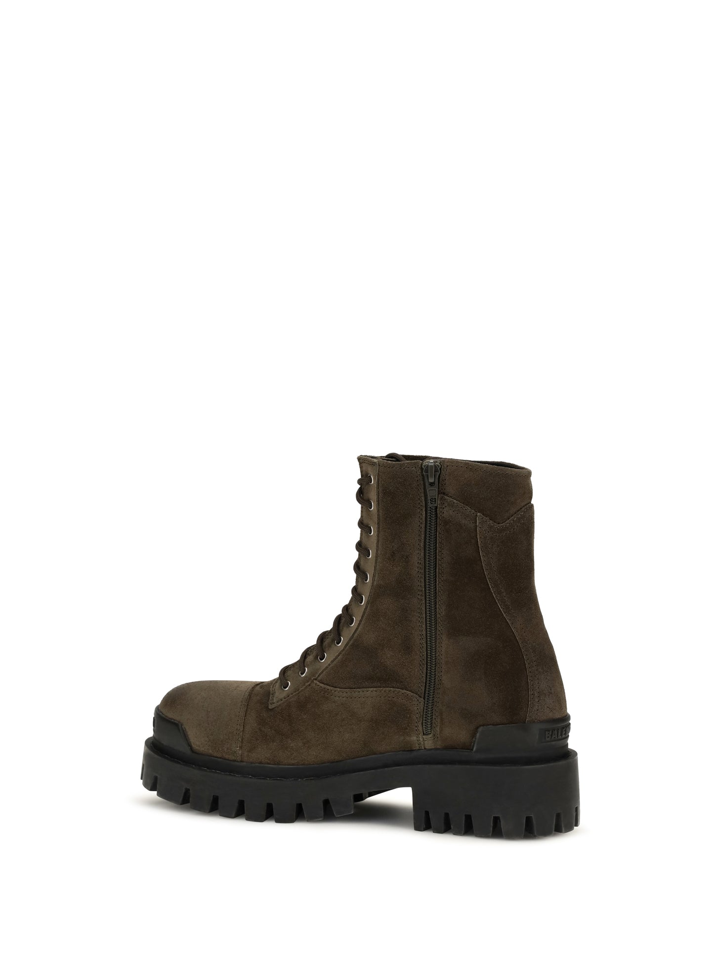 Balenciaga Men Combat Strike Waxed Suede Calf Leather Boots BALENCIAGA
