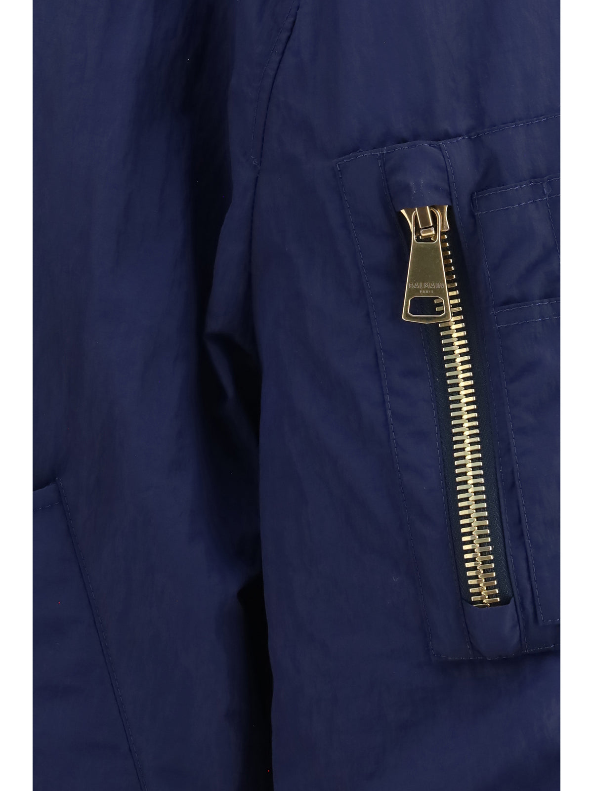 Balmain Men Nylon Bomber Jacket With Embroidered Back Logo BALMAIN