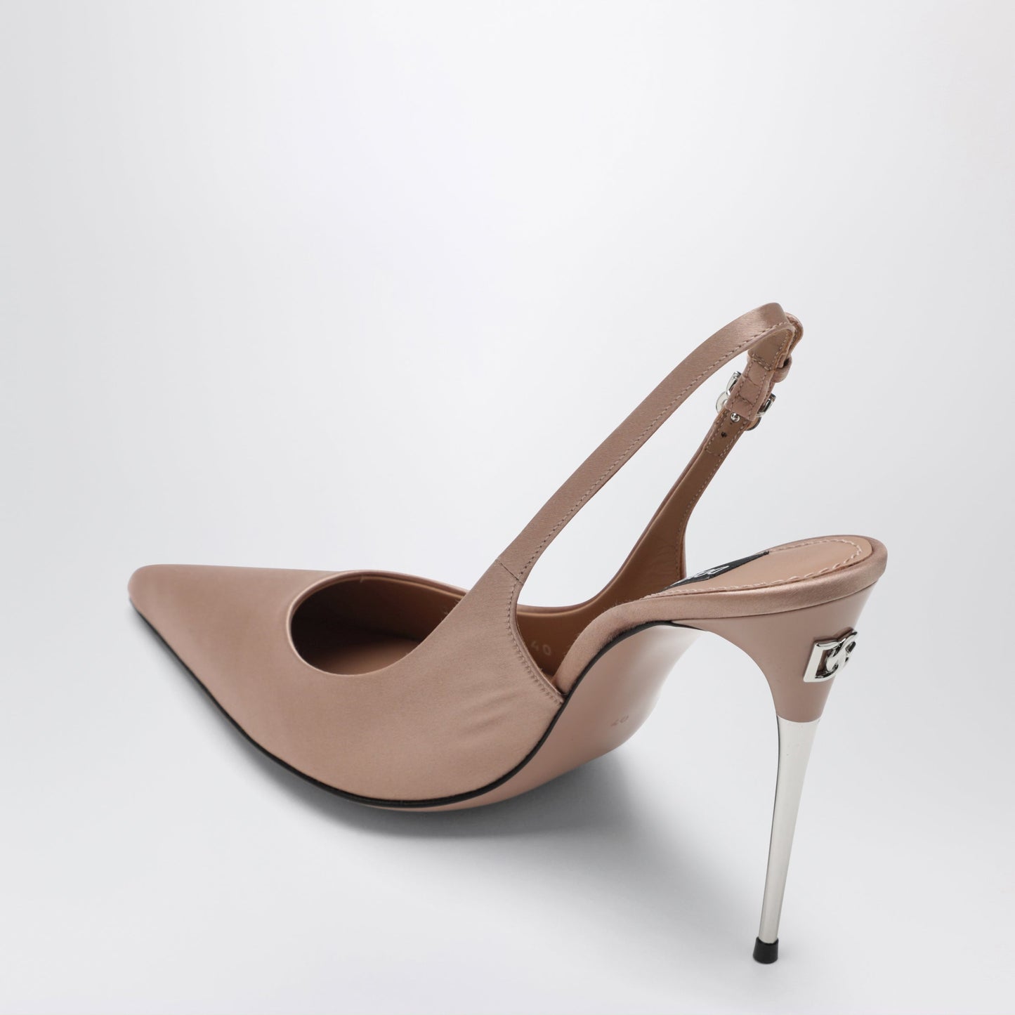 Dolce&Gabbana Beige Satin Slingback With Dg Logo Women DOLCE & GABBANA