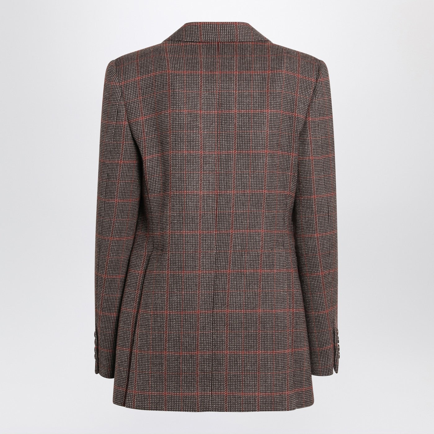 Chloe Single-Breasted Checked Brown Wool Jacket Women CHLOE