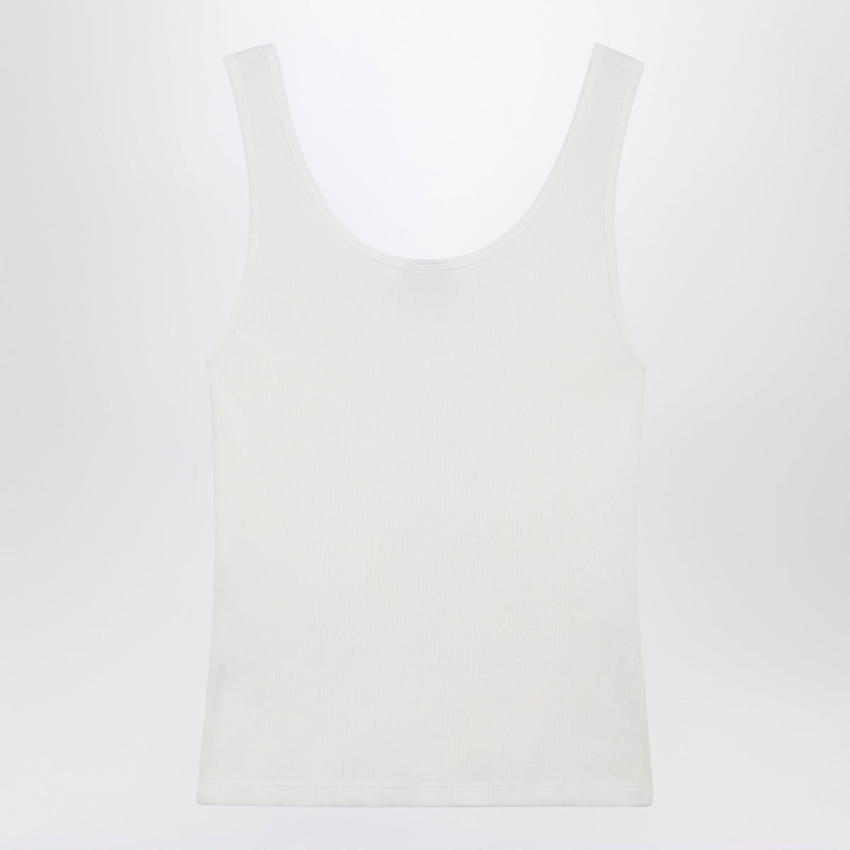 Chloe White Ribbed Tank Top With Logo Embroidery Women CHLOE