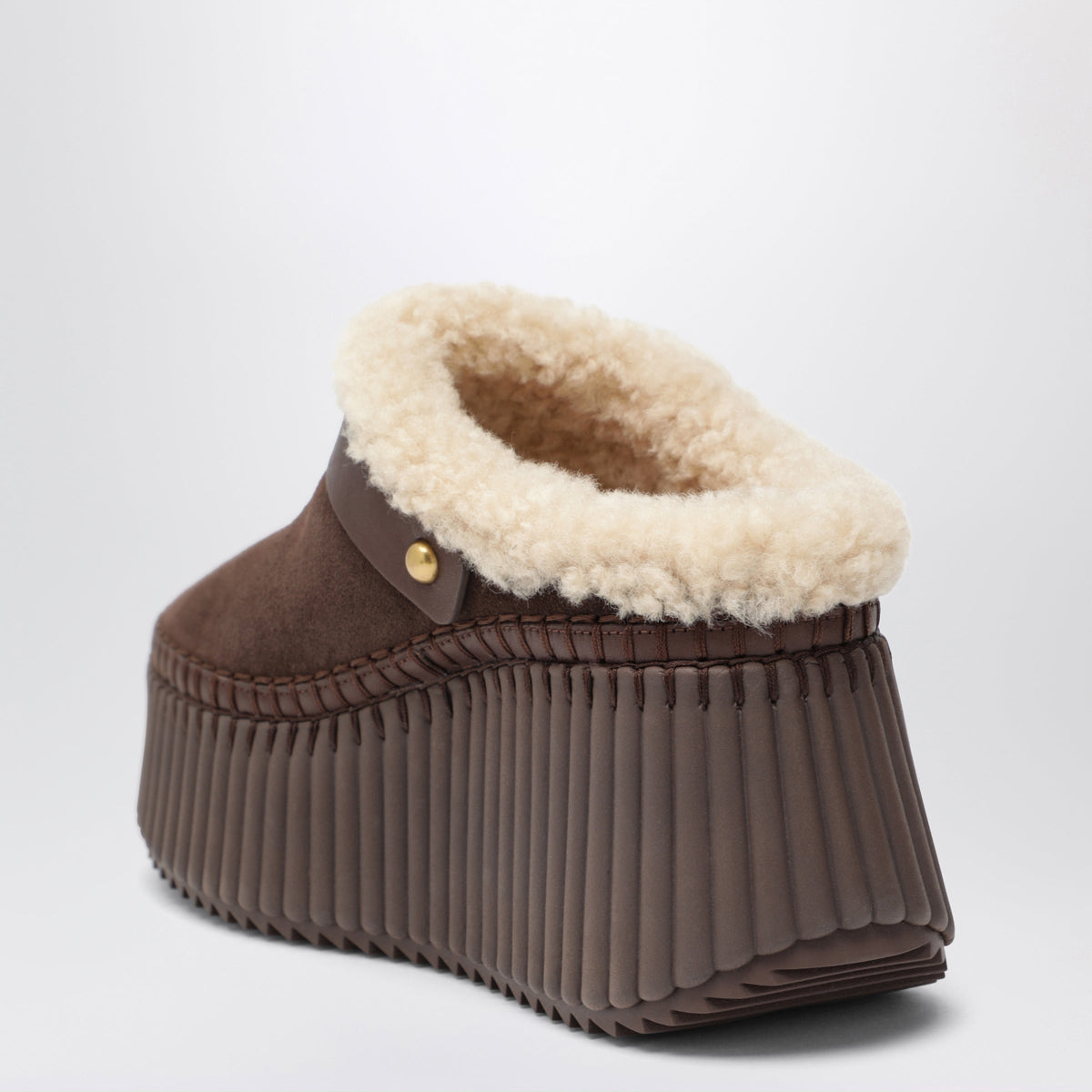 Chloe Brown Nama Suede Wedge Mules Women CHLOE