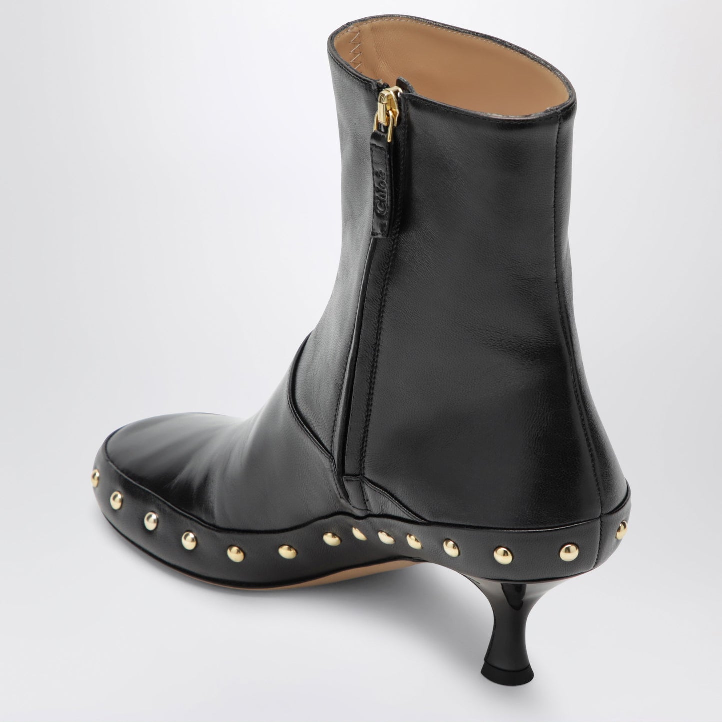 Chloe Junie Hammered Leather Ankle Boots In Black Women