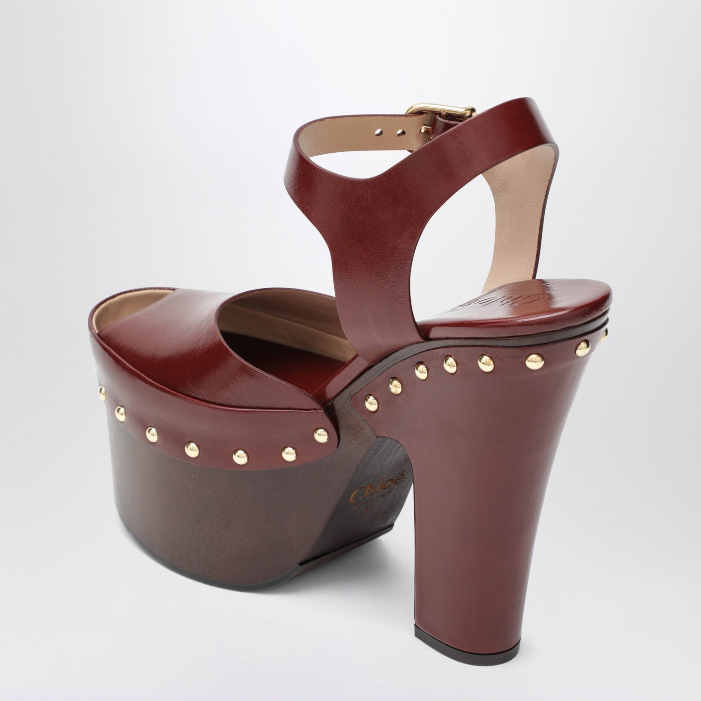 Chloe Meret Platform Clogs In Burnt Purple Calfskin Women CHLOE
