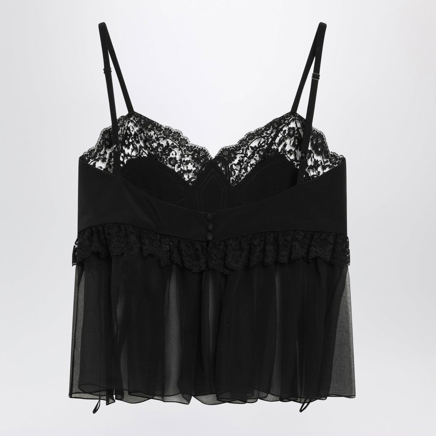 Chloe Silk Crãªpe De Chine Top With Thin Straps, Black Women CHLOE