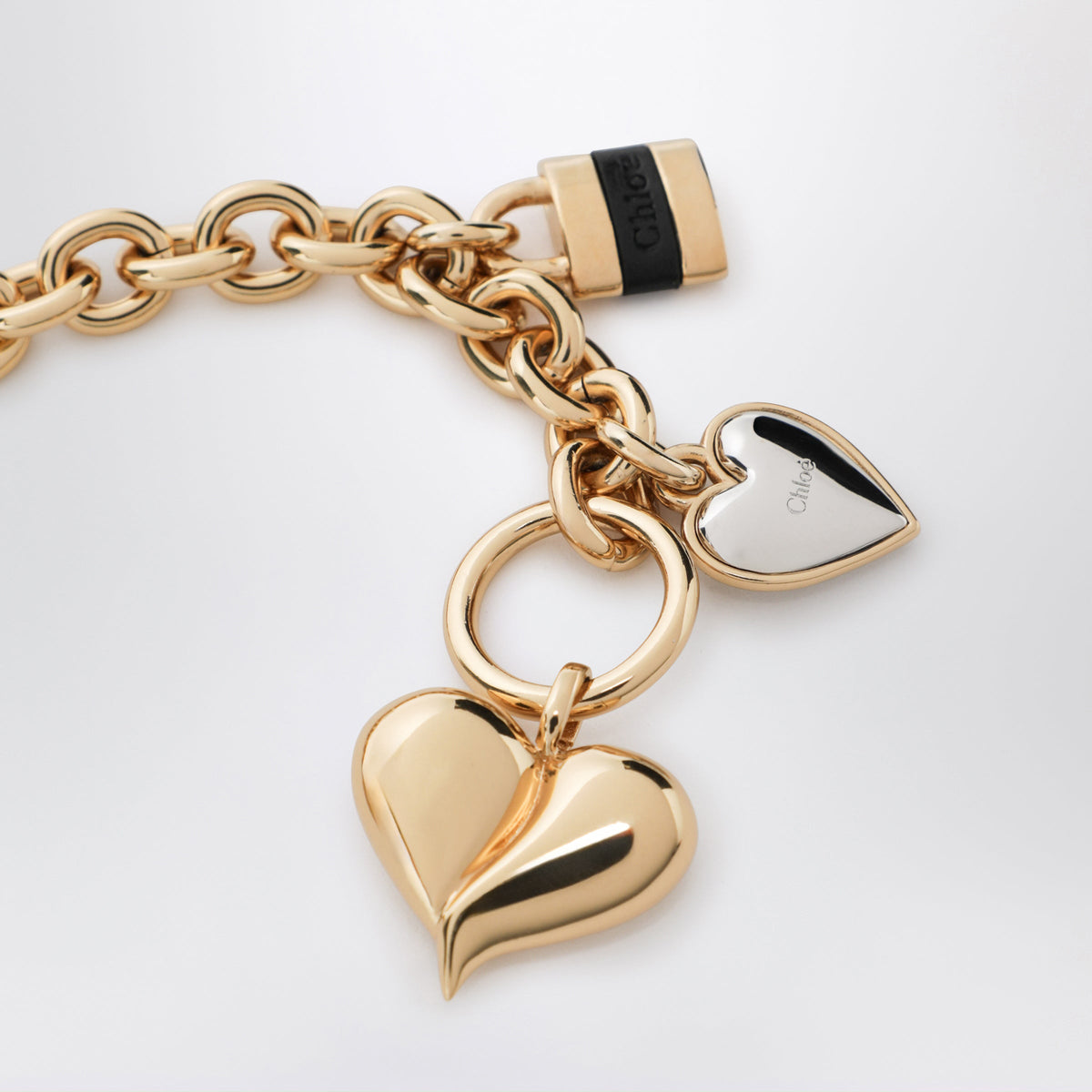 Chloe Paddington Chain Bracelet In Gold/Black Brass Women CHLOE