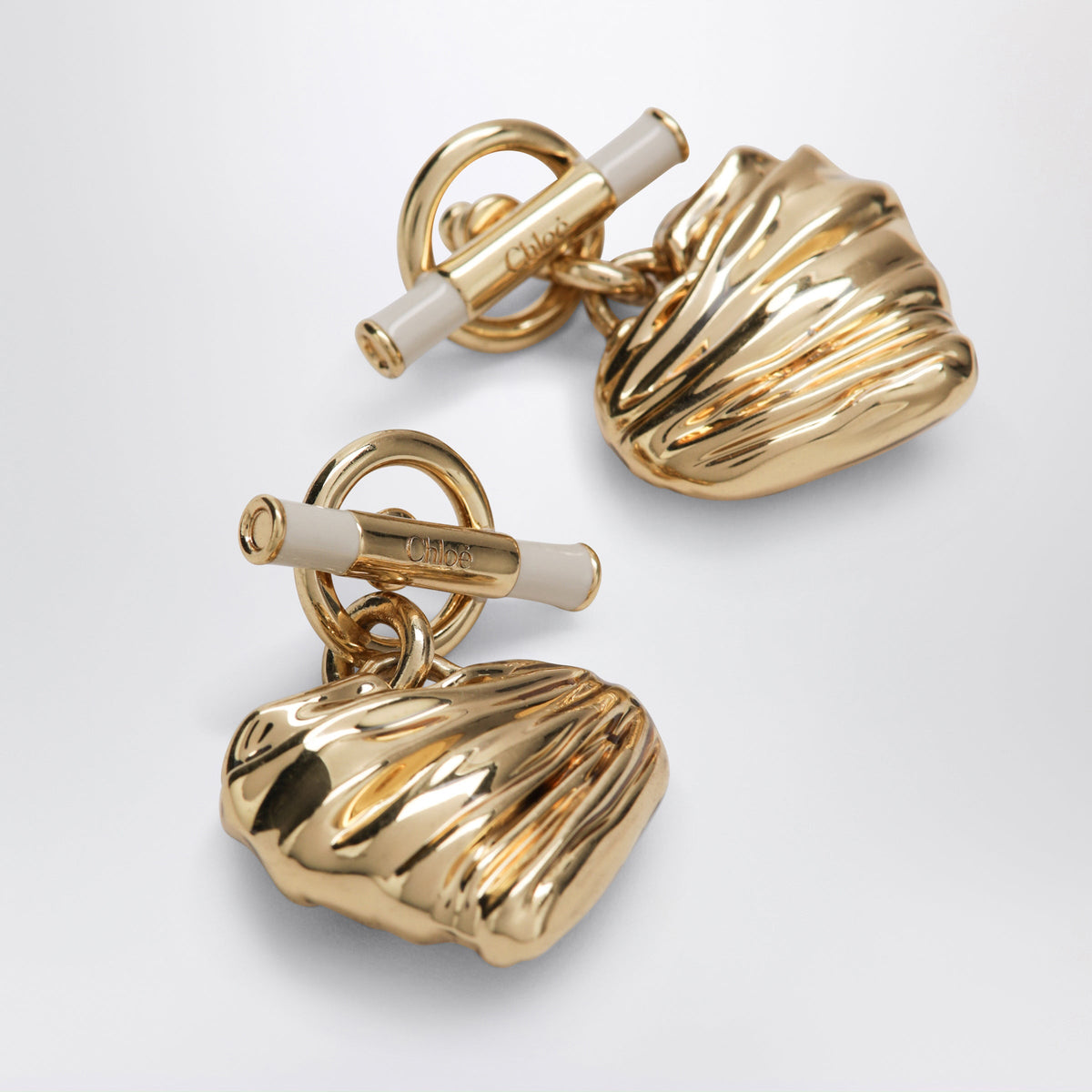 Chloe Gold/Ivory Heart Earrings Women CHLOE